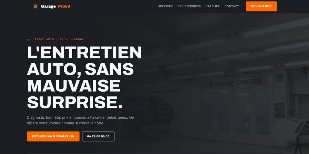 Aperçu du site de Garage Pro 69, garage automobile à Bron · démonstration Driver Web